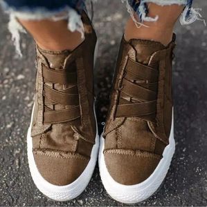 Fitnessschoenen Amazon Cross-Border 2024 Spring elastische band canvas platform Casual groot formaat stiksels enkele vrouwelijke zomer