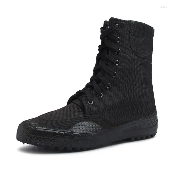 Zapatos de fitness Lona negra Entrenamiento Ejército Ultraligero Antideslizante Transpirable Combate Botas militares Hombres Mujeres Senderismo al aire libre Caza Zapato alto