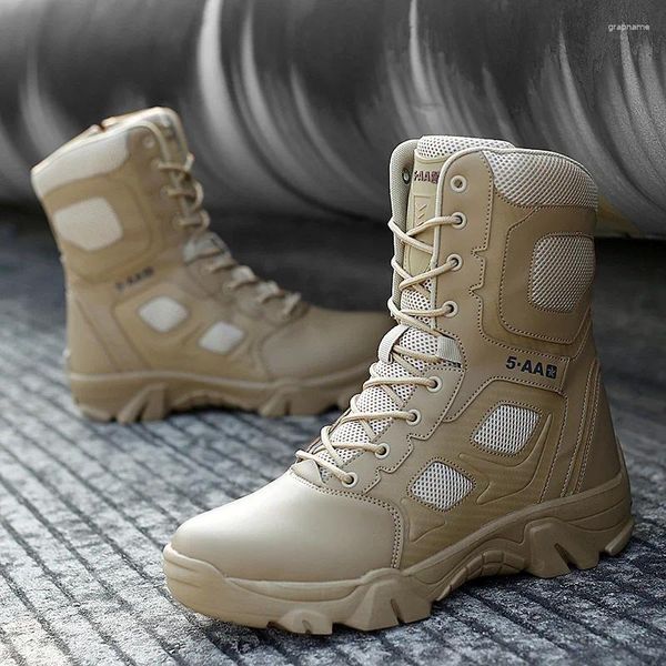 Chaussures de Fitness de marque à la mode pour hommes, bottes tactiques militaires montantes, grande taille 46 47, plateforme d'extérieur, baskets de Trekking antidérapantes