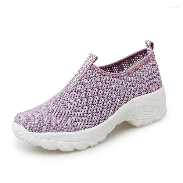 Chaussures de Fitness respirant maille plate-forme baskets femmes sans lacet doux dames décontracté course femme tricot chaussette