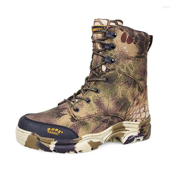 Zapatos de fitness Malla transpirable Impermeable Oxford Camo Antideslizante Primavera Caza al aire libre Senderismo Escalada Entrenamiento militar Botas altas tácticas