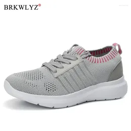 Fitnessschoenen Brkwlyz Fashion Women veter ademende mesh Sports sneakers voor buitenwandeling zwart/grijs/beige/wit