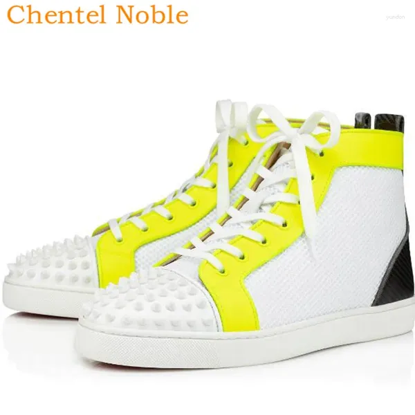 Chaussures de fitness Cheltel High-top Casual Party Pikes Men High Quality Flats Bottom Yellow Black Colors Sneakers à l'extérieur