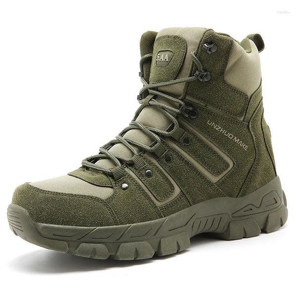 Chaussures de fitness cool armée vertes hommes montagne monte des rochers confortables