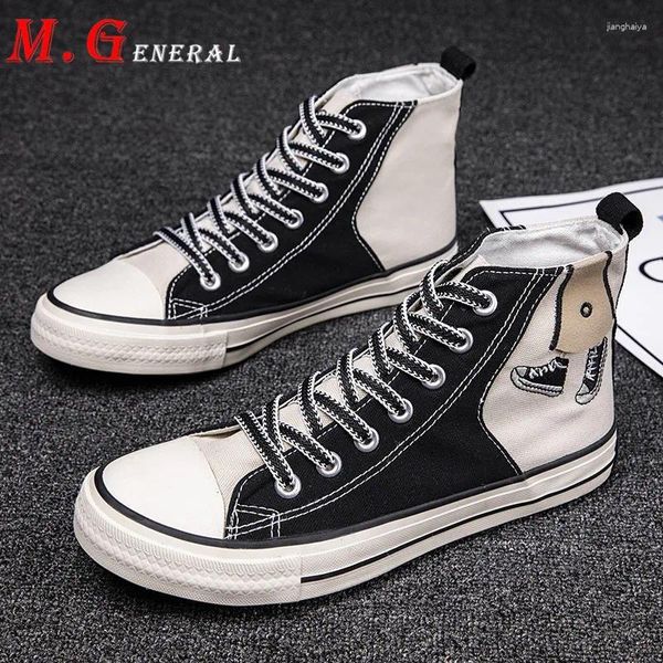 Chaussures de fitness Fashion Man Casual Plimsoll Sneakers Men 2024 Lace Up Board Shoe Non-Slip Flat Men's High Top Lightweight C6