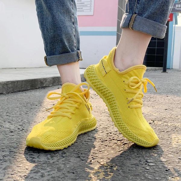 Fitness Shoes Fashion Women Sneakers Tenis Feminino Casual 2024 Flying Breathable Mesh Yellow Red Basket Femme Running