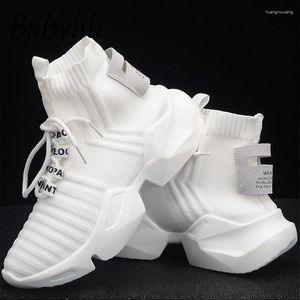 Fitness Shoes High Platform Sneakers Femme Luxury 2024 Tricote White White Casual Woman Sport Black Chunky Trainers Papa For Gym