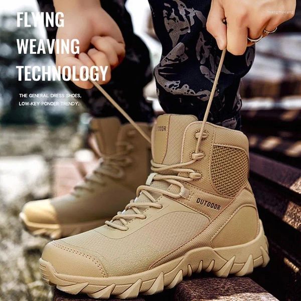 Chaussures de Fitness pour hommes, bottes tactiques de Style haut, escalade en plein air, randonnée militaire, cheville dans le désert, grande taille, entraînement de Camping