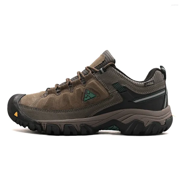 Zapatos deportivos HIKEUP de alta calidad para hombre, zapatillas de senderismo de cuero duradero para escalar, caminar al aire libre, suela de goma, salida de fábrica