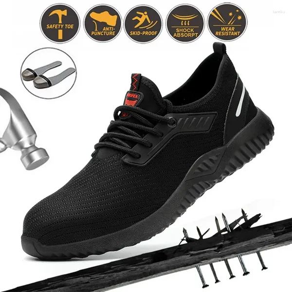 Chaussures de fitness Indestructibles Men de sécurité Travail avec des bottes à épreuves d'orteil en acier