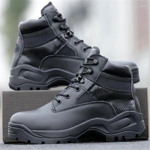 Fitnessschoenen Men Army Tactical Boots Leather lage-zip waterdichte gevecht Black Buiten Wandel sneaker voor klimmen