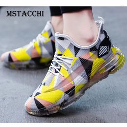 Fitnessschoenen MStacchi Fashion Men Ventilate Lace-Up Flat Color Mengsel Lucentie Jelly Bottom Outdoors Sneakers