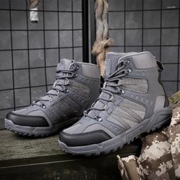 Fitnessschoenen Outdoor Grijze Heren Militaire Tactische Laarzen Hoge Kwaliteit Ademend Wandelen Mannen Wandelen Maat 46 Botas Tacticas Hombre