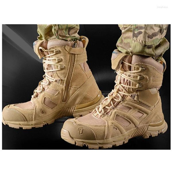 Zapatos deportivos para senderismo al aire libre, botas de combate tácticas para fanáticos del ejército, antideslizantes, transpirables, entrenamiento militar para hombres, escalada en el desierto