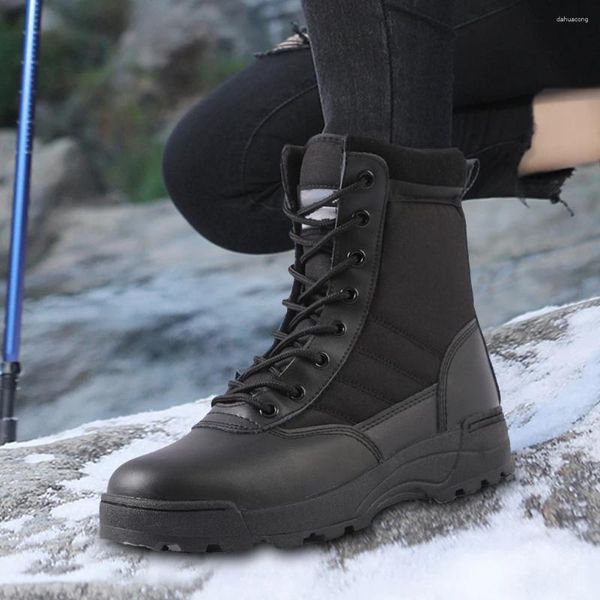 Chaussures de fitness bottes de randonnée en plein air à lacets armée combat respirant hiver tactique militaire haut léger antidérapant pour hommes