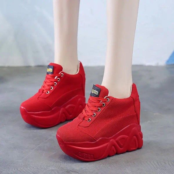 Fitness Shoes Platform Femme 2024 mode respirant épais de fond 11 cm Hauteur augmentant les dames de baskets décontractées
