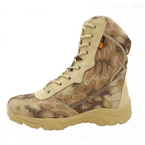 Chaussures de fitness motif python tactique haut de gamme ventilateur militaire commando bottes de randonnée trekking en plein air camouflage combat hommes et femmes