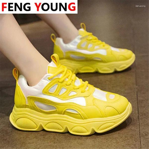 Fitness Shoes Sneakers Fashion Femmes 2024 Chunky Platform Lace White Vulcanize Fomens Trainers Casual Zapatos Mujer