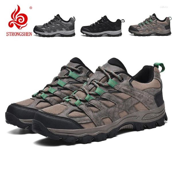 Fitness Shoes Strongshen Men caminando al aire libre Sport Ligero sin deslizamiento Trekking Walking Hunting Tactical