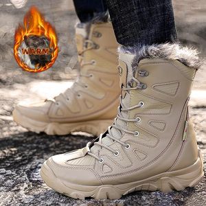 Zapatos deportivos muy cálidas para hombre, botas militares tácticas de seguridad para el trabajo en invierno, botas militares especiales impermeables con cordones en el tobillo de combate