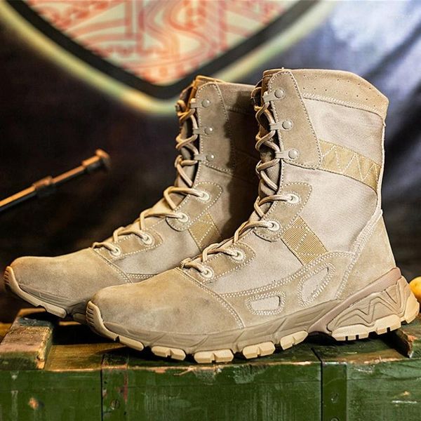 Chaussures de fitness Bottes militaires tactiques Hommes Combat en plein air Randonnée Désert Homme Antidérapant Armée Travail Baskets montantes Grande taille 39-45