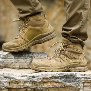 Chaussures de Fitness Topfight ARCHON 4D, bottes tactiques mi-coupées pour hommes, absorbant l'alpinisme en plein air, Sport à lacets dans le désert