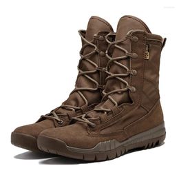 Zapatos de Fitness Topfight Color café botas militares de tubo alto para hombres al aire libre Ulitra ligero duradero combate ejército entrenamiento táctico