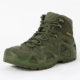 Fitness Shoes Tope Top-Top-Green Mid Mid Military Bot de bota 39-46 Combate Tactical Caminaje Probas de agua Invierno Tobillo cálido