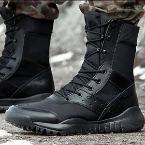 Chaussures de Fitness bottes militaires ultralégères, escalade en plein air randonnée unisexe été automne grande taille respirant maille Combat hommes femmes