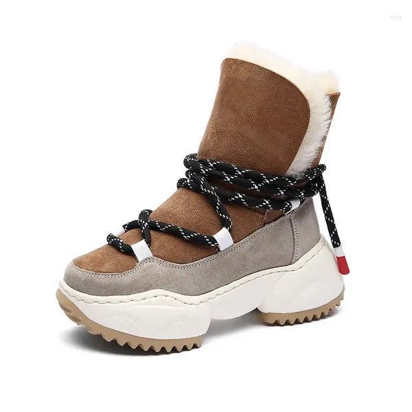 Chaussures de Fitness femmes hiver extérieur daim cuir semelle épaisse Trekking marche randonnée bottes de neige baskets pour femmes cheville chaude