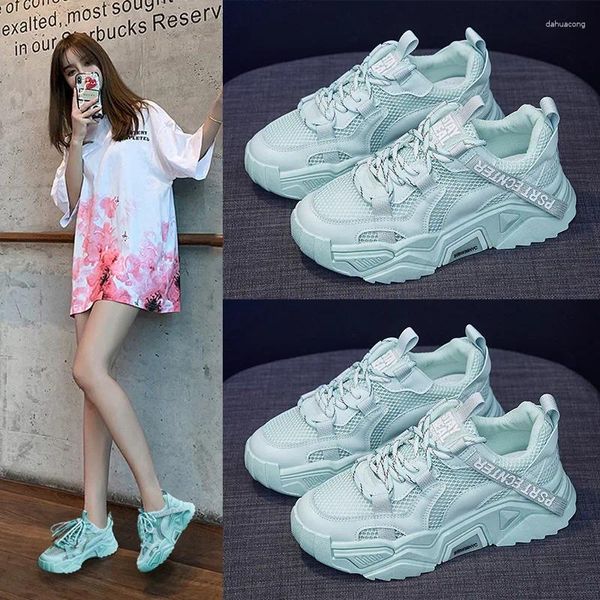 Fitness Shoes Facens Trainers Bneakers Mesh Platform Woman Femme 2024 Running Breathable Green Woman's Talels Fashion Summer