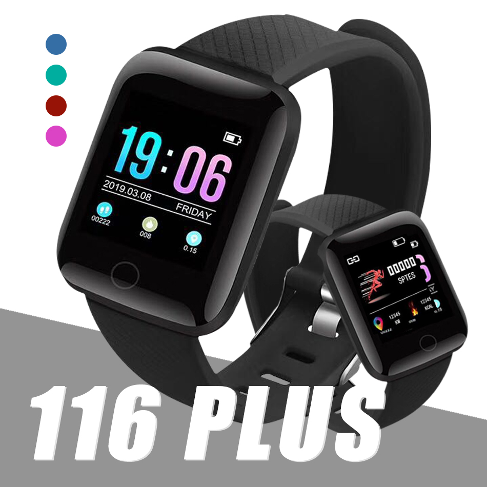 Fitness Tracker ID116 PLUS Bracelet intelligent avec fréquence cardiaque 1,44 pouces Bracelet Pression artérielle Montre intelligente PK ID115 PLUS F0 Smartwatch Bracelet dans une boîte de vente au détail