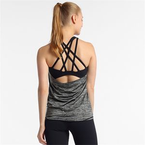 Fitness mujer transpirable Yoga Top gimnasio entrenamiento camiseta sin mangas Sexy espalda descubierta deporte camiseta mujer correr camiseta deporte Crop Top