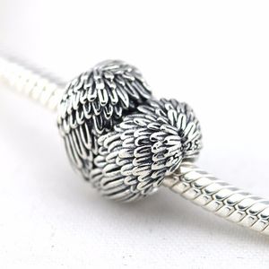 Lose Perlen, passend für authentische Pandora-Charm-Armbänder, 100 % 925er-Sterlingsilber, Herz-Charm, Engelsflügel-Details, Original-DIY-Edelschmuck