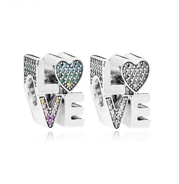 Convient des bracelets 30pcs étincelants coloou Crystal Love Charm Beads Silver Charms Perle pour en gros DIY Collier européen bijoux 3515690