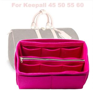 Fits Keepall 45 50 55 60 Insert Organizer Purse Handtas Tas in Bag3mm Premium FeltandMade20 ColorsWDetachable Zip Pocket 210729