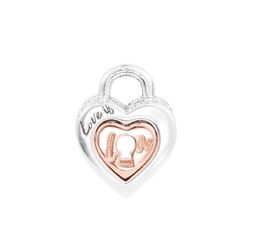 Se adapta a Pandora Bracelet 925 Sterling Silver Two-tone Candado Splittable Heart Charm Beads para mujeres DIY Jewelry Gift Wholesale 925 charms envío gratis