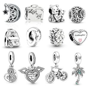 Past Pandora Armbanden 20 stuks Dochter Moeder Fiets Beer Kokospalm Zilveren Bedels Kraal Dangle Charm Kralen Voor Groothandel Diy Europese Sterling Ketting Sieraden