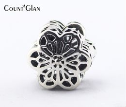 Convient aux bracelets Pandora Floral Daisy Lace Clip Silver Beads 100% 925 Sterling Silver Charms DIY Jewelry