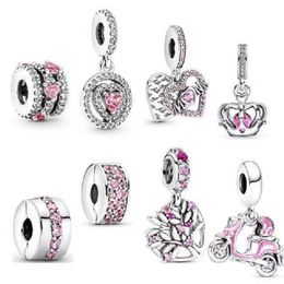 Se adapta a Pandora Pulseras originales 20 piezas Corazón Corona Día de la madre Corona Tapón Hebilla Motocicleta Encantos de plata Cuentas para mujeres Diy Collar europeo Joyería