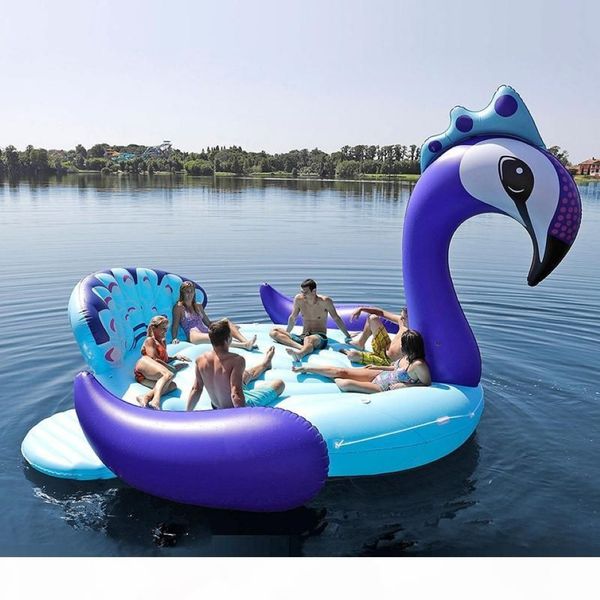Se adapta a siete personas de 530 cm Giant Peacock Flamingo Unicornio Inflable Boat Boathing Float Matchess Air Ring Toys Boia309p