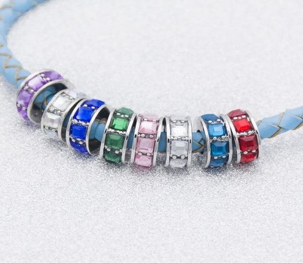 Se adapta a la brazalete de plata esterlina Cuadrados de cristal de placas Charmas para la cadena de estilo europeo de bricolaje Fashion Jewelry Wholesale1204195