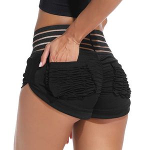 FITTOO, pantalones cortos sexis de cintura alta para mujer, pantalones cortos de verano de algodón con realce de cadera para Fitness, pantalones cortos ajustados con bolsillos 210611