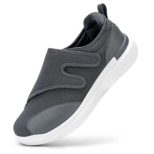 Fitville Chaussures orthopédiques à enfiler extra larges pour hommes diabétiques, baskets de marche à fermeture réglable avec soutien de la voûte plantaire, thérapeutique pour les pieds enflés -