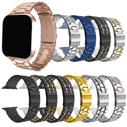 Vijf Kralen Roestvrijstalen Strap voor Apple Watch Band 45mm 41mm 44mm 40mm 38mm 42mm Metalen Polsband Armband Iwatch Series 7 6 5 4 3 Se Watchband