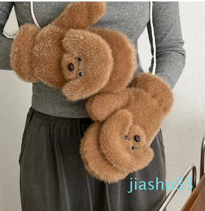 Cinq doigts hiver dessin animé fille mignonne en peluche chaud étudiant équitation gants chauds cou suspendus cadeau gants sans doigts