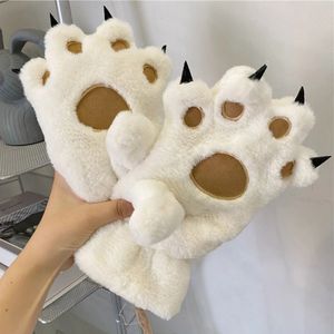 Cinq doigts gant ours paume patte animaux peluche griffe gant pattes costumes cosplay mignon dessin animé simulation fourrure mitaines hiver chaud 231129