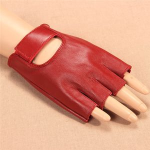 Cinq doigts gants gants rouge demi-doigt en cuir véritable danse conduite demi-doigt style court JT905 230925