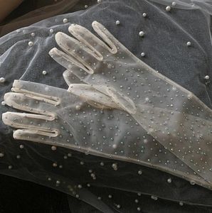 Five Fingers Glove's elegante glanzende diamanten kralen feestdansen lange mesh handschoen vrouwelijk lente zomer zonnebrandcrème kant 40cm R626 230925