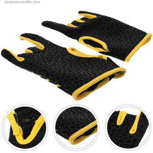 Guantes de cinco dedos 1 par de guantes de bolos antideslizantes de Sile Guantes deportivos transpirables elásticos profesionales - Tamaño S / M (amarillo) Q231206